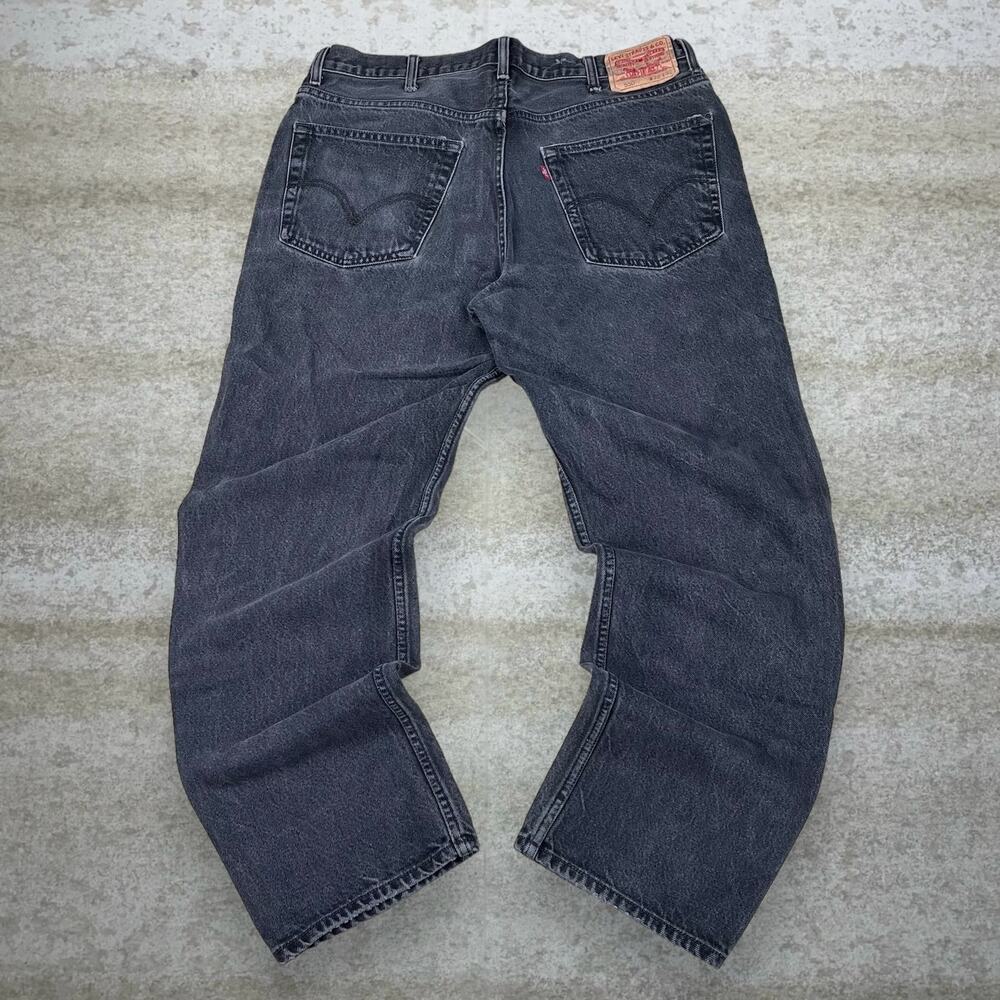 Vintage Y2K Levis Jeans 550 38x32 Relaxed Fit Smoke Black Wash Denim Red Tab